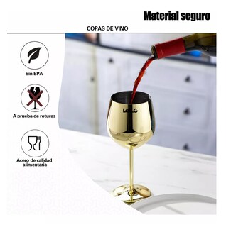 Foto 3 | Copas De Vino De Acero Inoxidable Doradas 4 Pzs