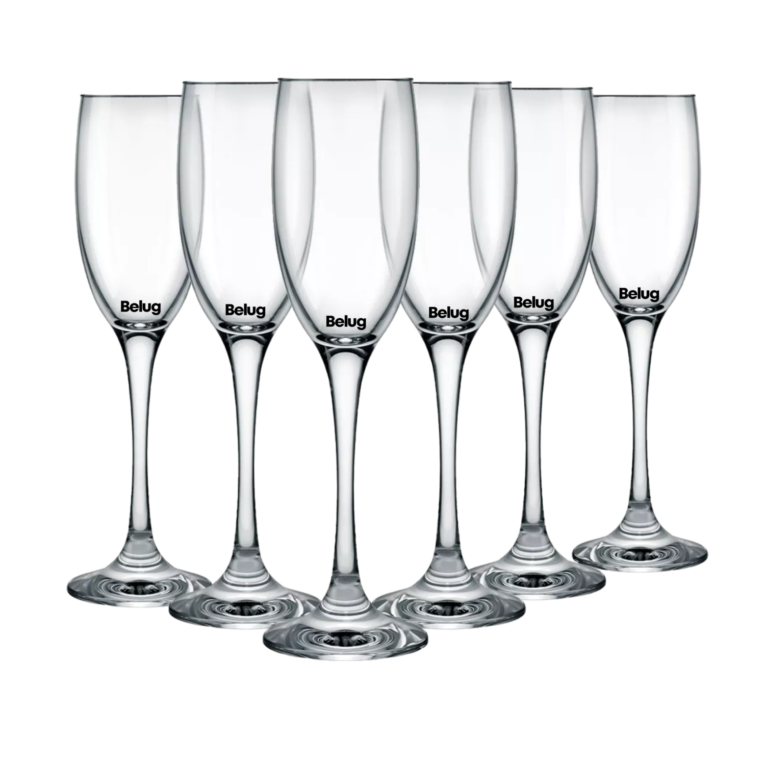 Set 6 Piezas Copas Flauta Champagne Vidrio 190 Ml 6.5 Oz, Belug Transparente