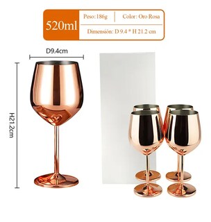 Foto 2 | Juego Xtellar De 4pzs Copas De Vino De Acero Inoxidable Con Tallo 520ml