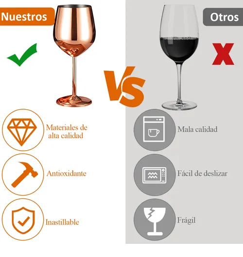 Foto 4 pulgar | Juego Xtellar De 4pzs Copas De Vino De Acero Inoxidable Con Tallo 520ml
