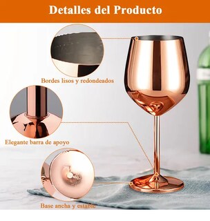 Foto 4 | Juego Xtellar De 4pzs Copas De Vino De Acero Inoxidable Con Tallo 520ml