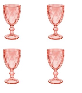 Foto 1 | Juego Xtellar 4 Copas Agua Cristal Labrado Vidrio 245ml Vintage Color Rosa