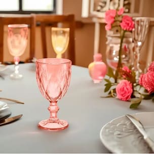Foto 3 | Juego Xtellar 4 Copas Agua Cristal Labrado Vidrio 245ml Vintage Color Rosa