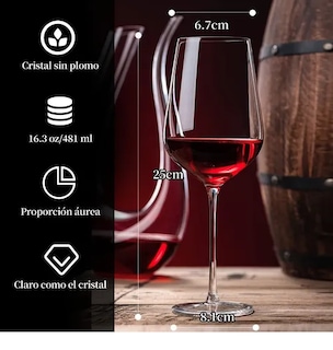 Foto 2 | Juego Xtellar De 2 Copas Vino Tinto Vidrio De Cristal 481 Ml