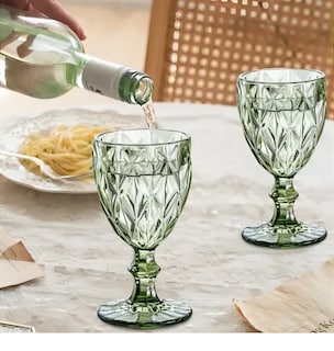 Foto 2 | 6 Xtellar Pzs Copa De Vino Cristal De Agua Grabado Vidriera Vintage