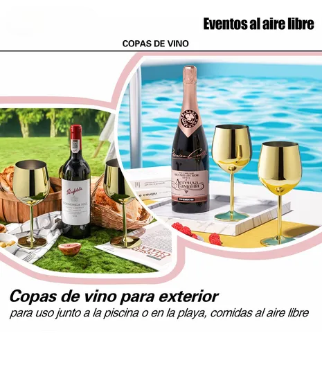 Foto 3 | Copas Xtellar De Vino De Acero Inoxidable Oro De 4 (18 Oz)