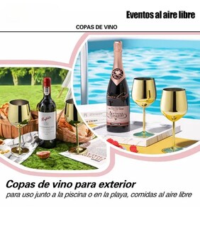 Foto 3 | Copas Xtellar De Vino De Acero Inoxidable Oro De 4 (18 Oz)