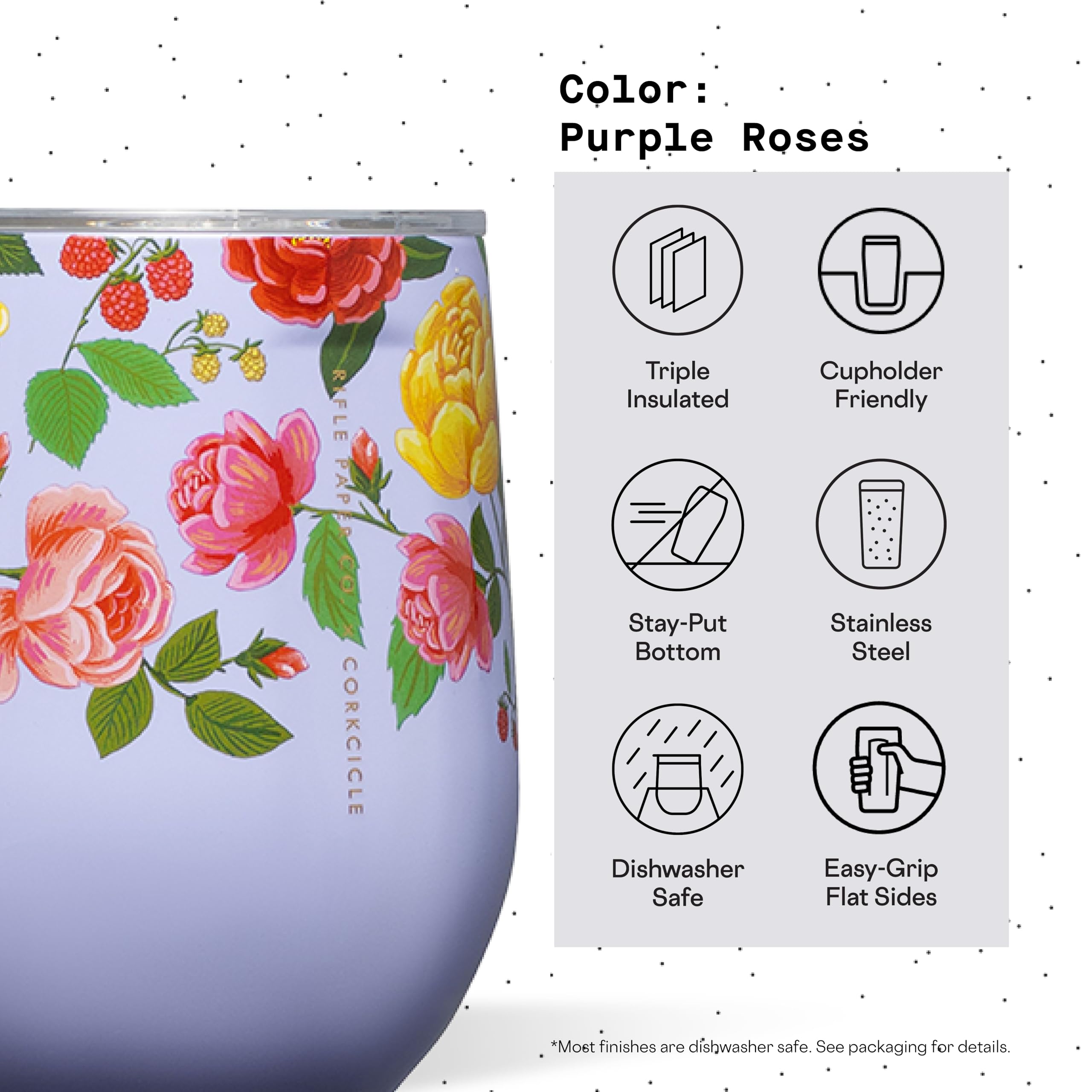 Foto 5 pulgar | Vaso Para Vino Corkcicle X Rifle Paper Co. Roses Purple, 350 Ml - Venta Internacional.