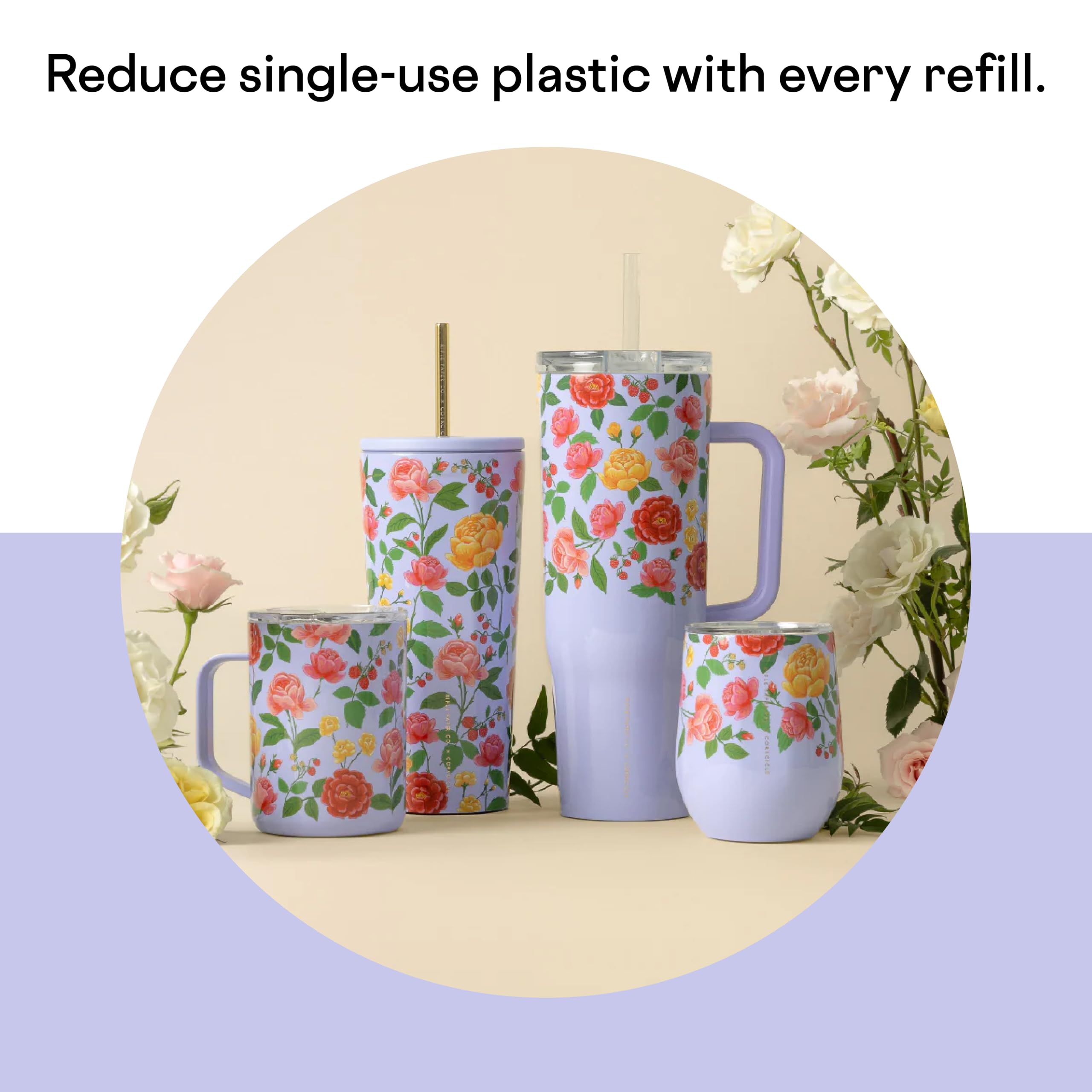 Foto 6 pulgar | Vaso Para Vino Corkcicle X Rifle Paper Co. Roses Purple, 350 Ml - Venta Internacional.