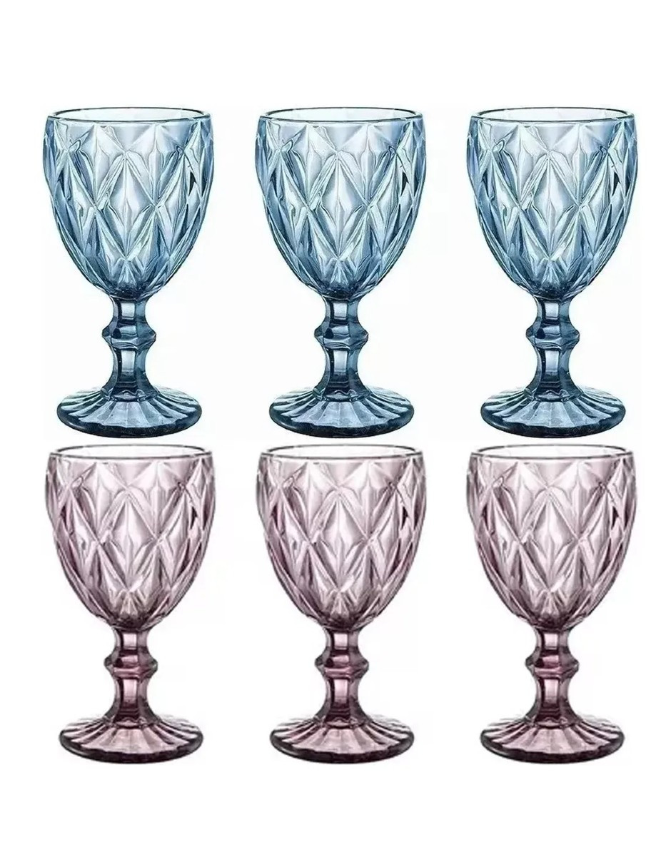 Foto 3 pulgar | Copas De Vino Cristal 6 Pzs Colores + Gratis Termo Güish De Regalo