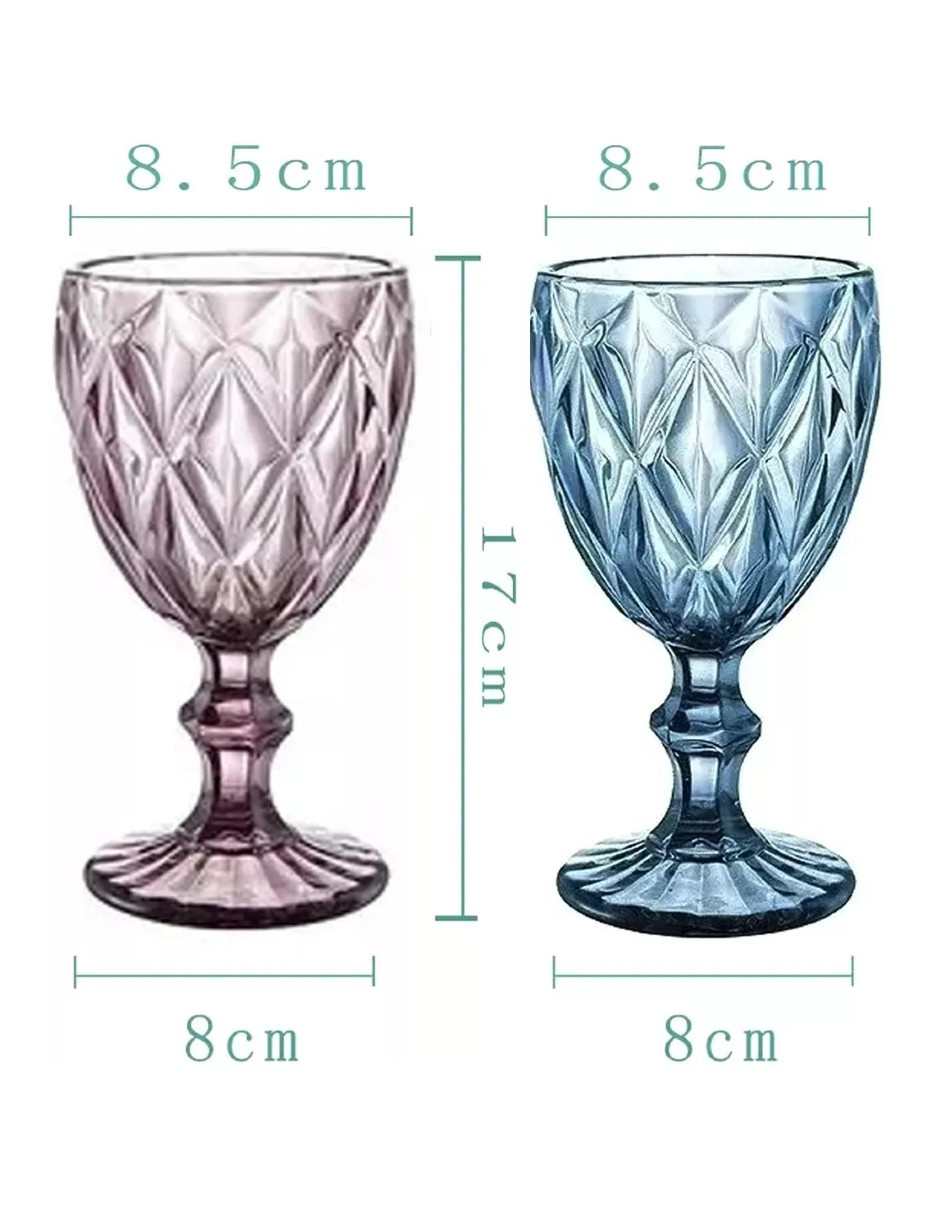 Foto 6 pulgar | Copas De Vino Cristal 6 Pzs Colores + Gratis Termo Güish De Regalo