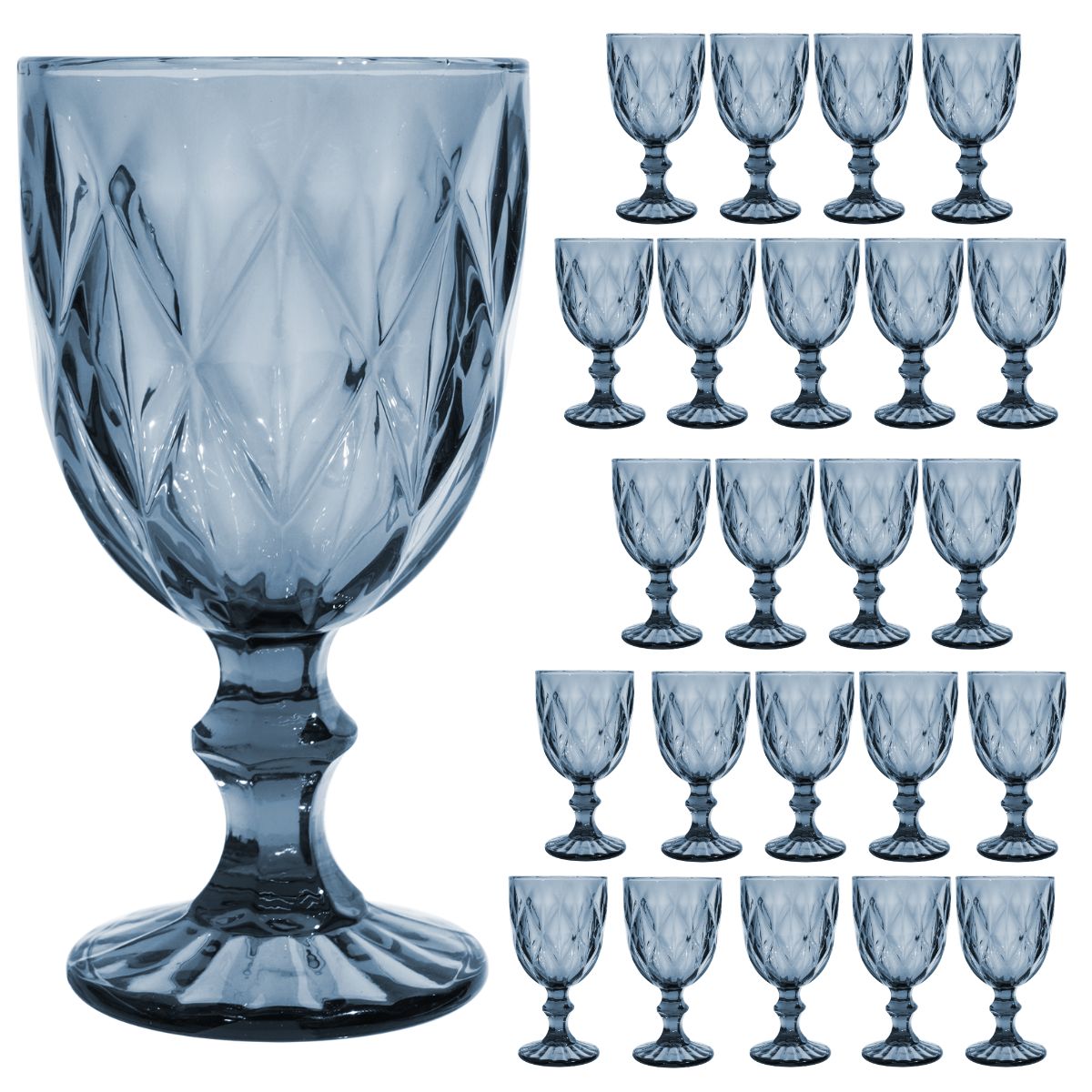 Foto 1 | Copas De Vidrio Vittori Azul Cobalto Cristal 24 Piezas 245 Ml