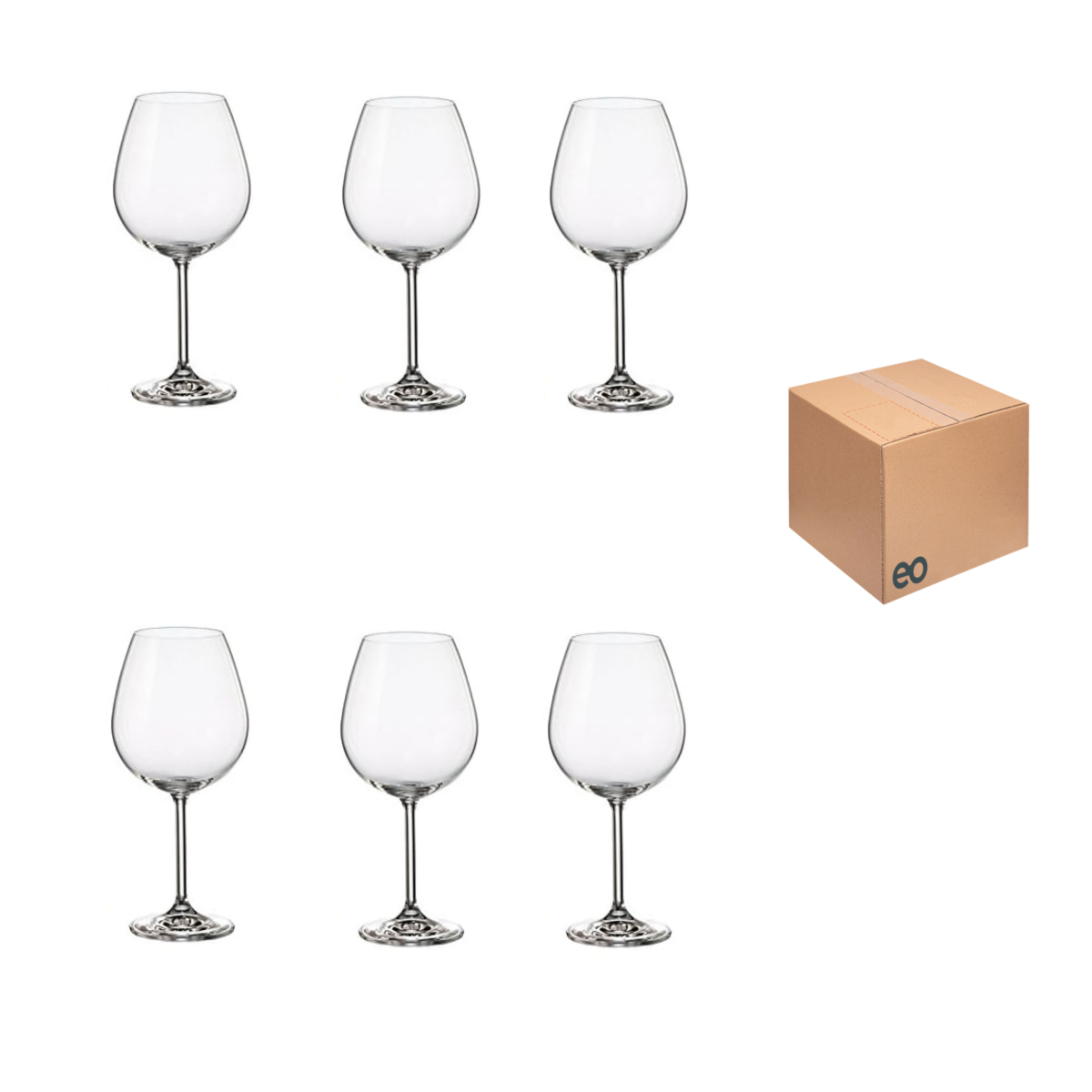 Foto 2 pulgar | Set 6 Piezas Copas Vino Tinto Copón Vidrio 384 Ml Eo Safe Imports Esi-20729 Transparente