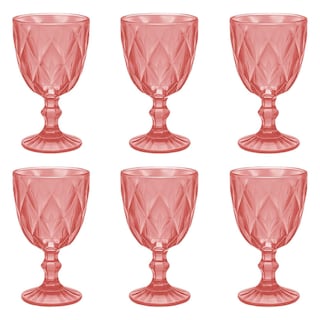Foto 2 | Juego De 6 Copas De Vidrio 240 ml, Copas Coloridas Para Agua, Vino O Cócteles (Rosa) Bluelander