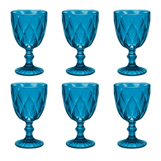 Foto 2 | Juego De 6 Copas De Vidrio 240 ml Copas Coloridas Para Agua Vino O Cócteles (azul) Bluelander