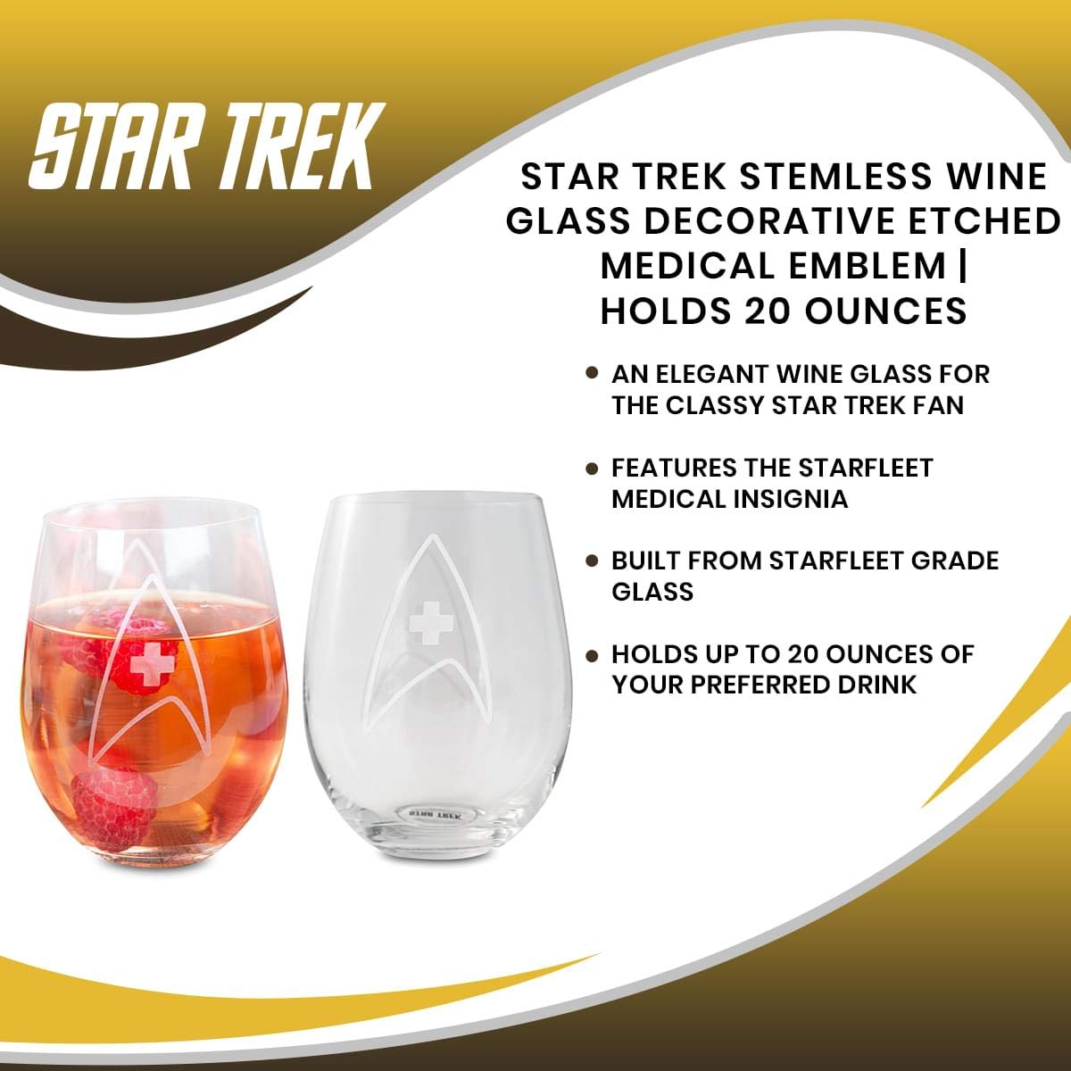 Foto 7 | Copa De Vino Star Trek The Original Series  590 Ml  Con Insignia Médica - Venta Internacional.