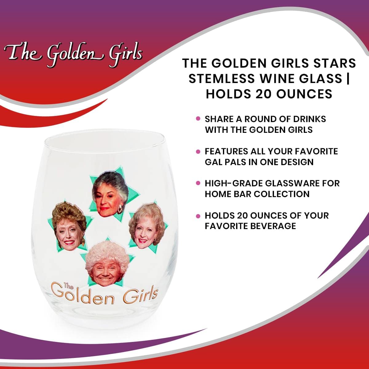 Foto 8 pulgar | Copa De Vino Silver Buffalo The Golden Girls Stars 600 Ml - Venta Internacional.