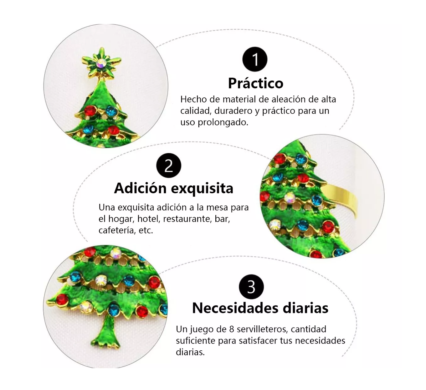 Foto 4 pulgar | Anillos Para Servilleta De Navidad Para Decoración De Bodas De Cenas 8 Pzs