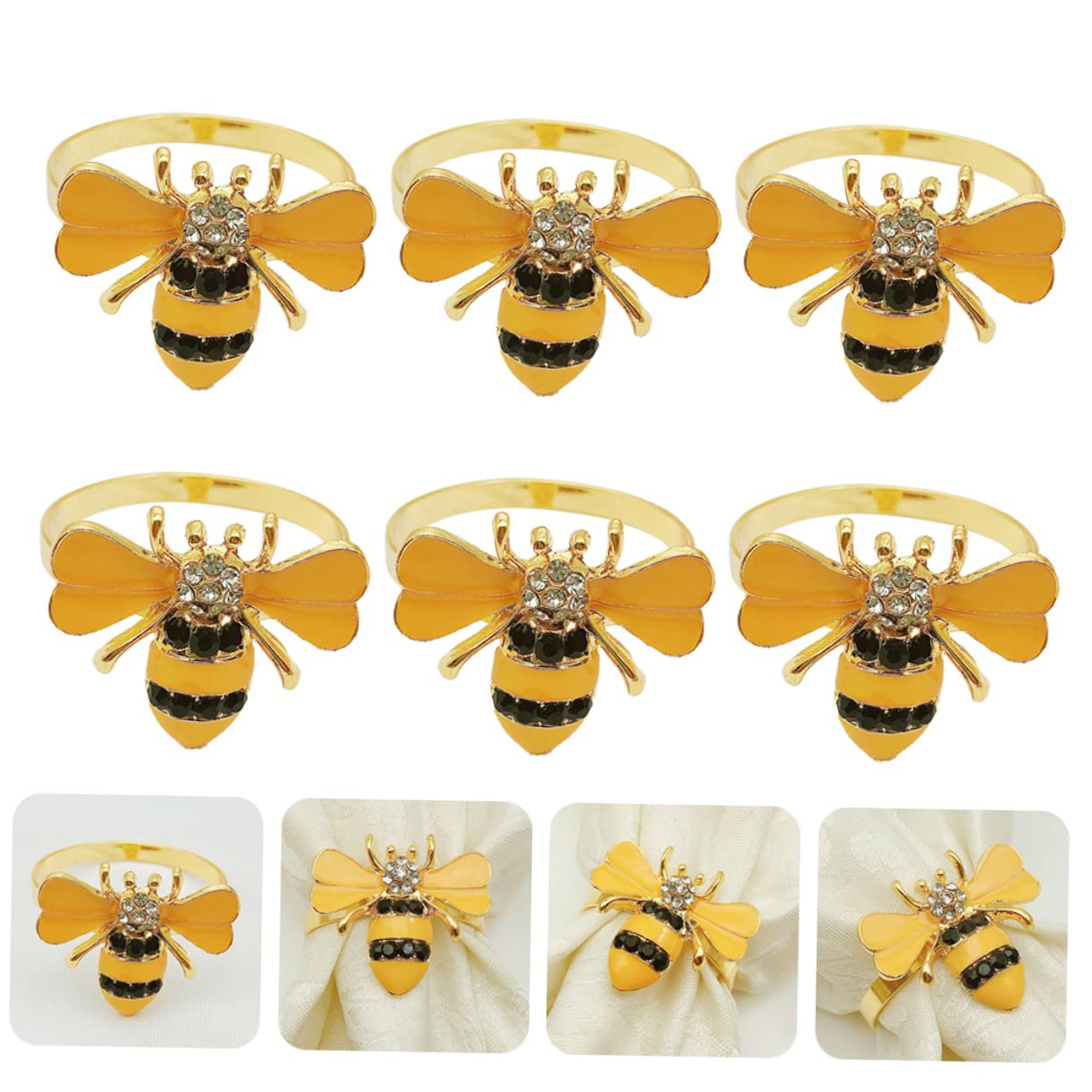 Foto 2 pulgar | Juego De 6 Servilleteros Feltechelectr De Aleación Con Forma De Abeja, Color Dorado - Venta Internacional.