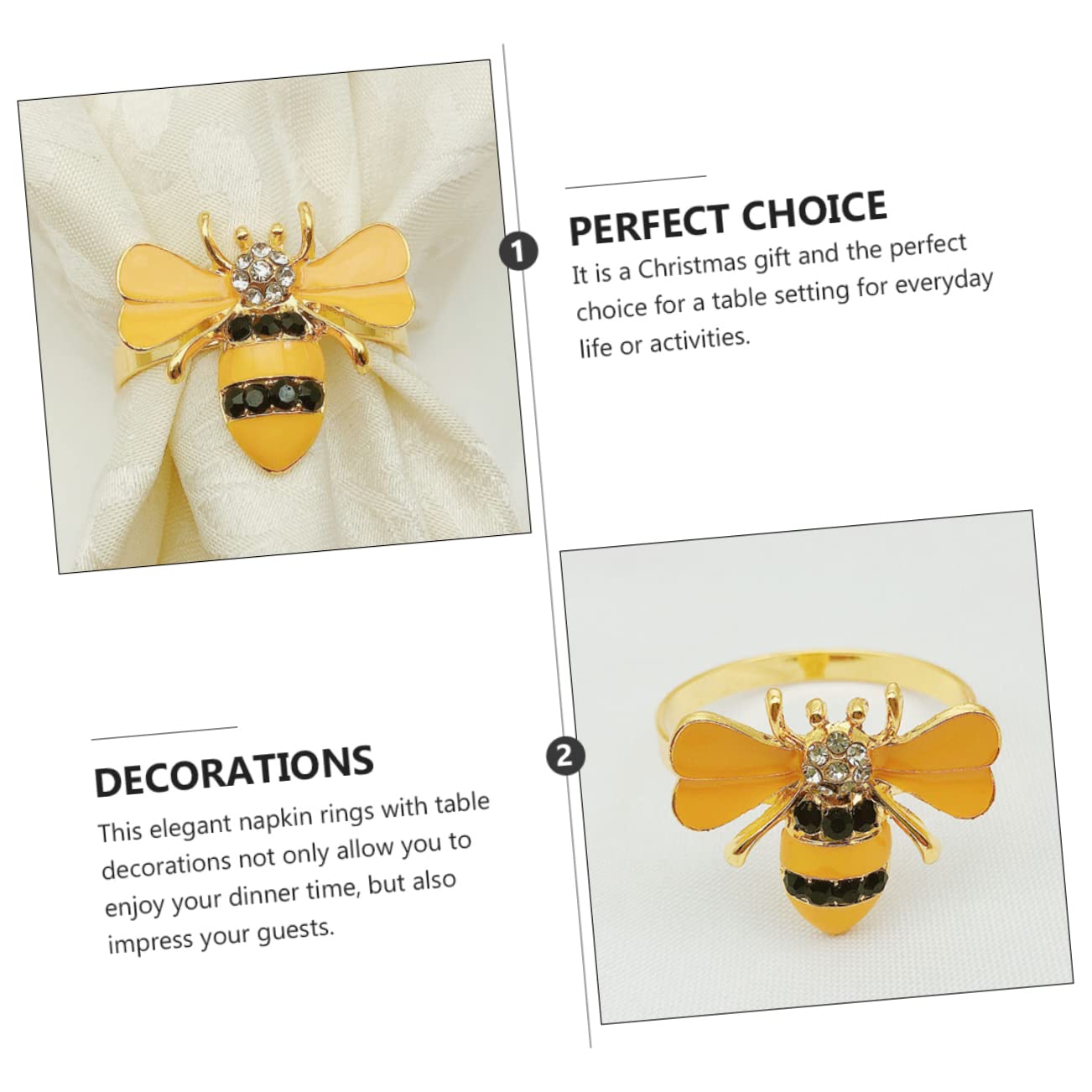 Foto 7 | Juego De 6 Servilleteros Feltechelectr De Aleación Con Forma De Abeja, Color Dorado - Venta Internacional.