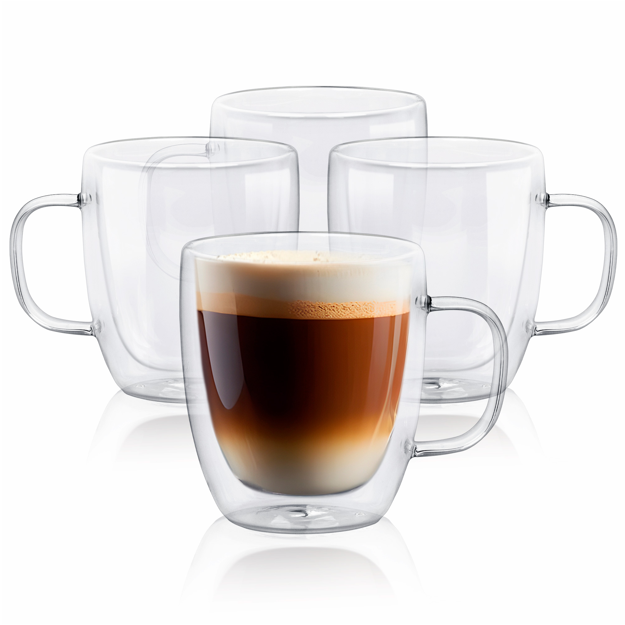 Foto 2 pulgar | Magma Life Set De 4 Tazas Doble Fondo Con Asa, Vasos Perfectos Para Disfrutar Capuchino, Americano, Espresso O Té, 400