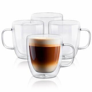 Foto 1 | Magma Life Set De 4 Tazas Doble Fondo Con Asa, Vasos Perfectos Para Disfrutar Capuchino, Americano, Espresso O Té, 400