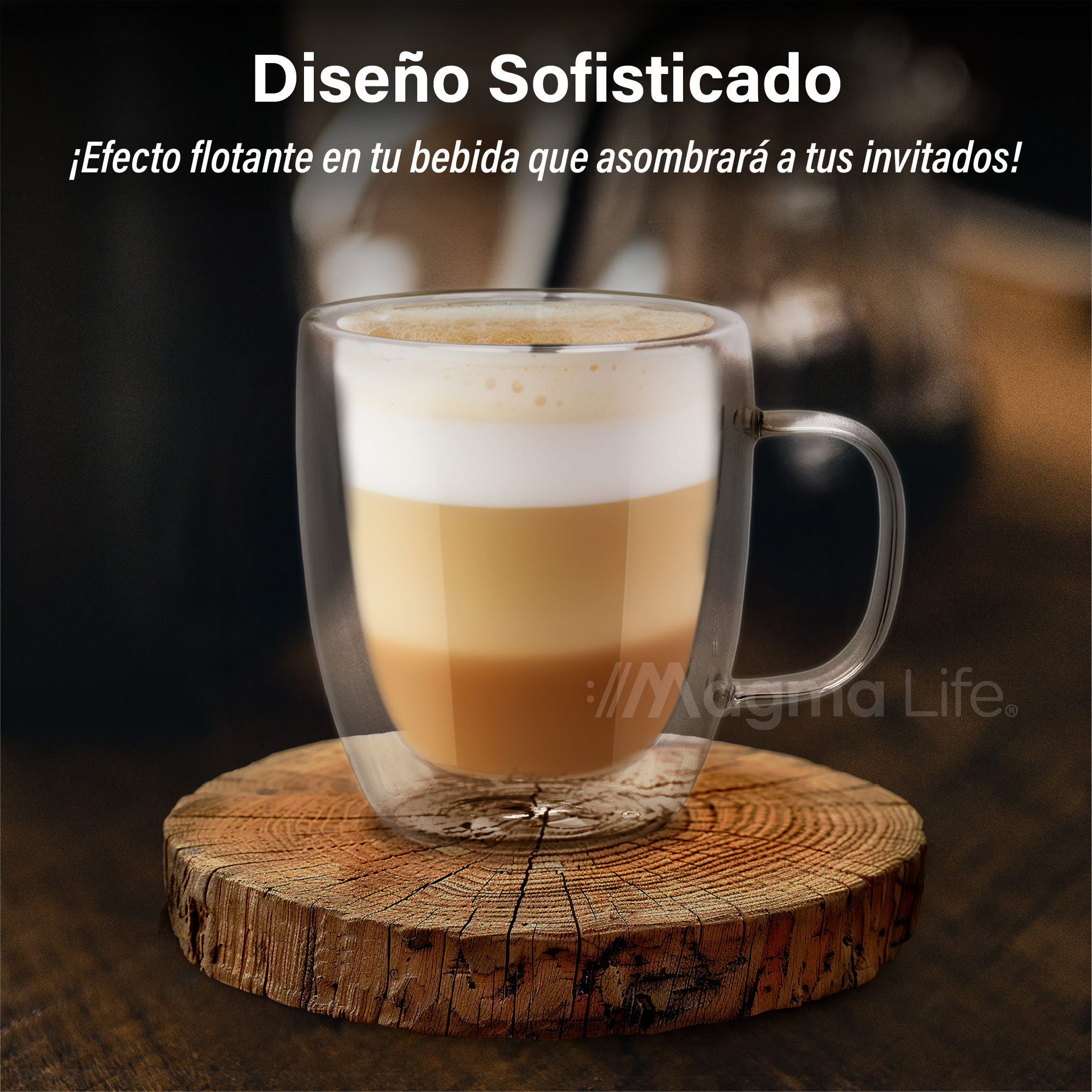 Foto 5 pulgar | Magma Life Set De 4 Tazas Doble Fondo Con Asa, Vasos Perfectos Para Disfrutar Capuchino, Americano, Espresso O Té, 400