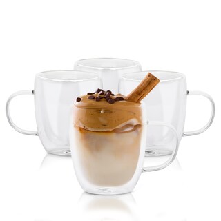 Foto 1 | Magma Life Set De 4 Tazas Doble Fondo Con Asa, Vasos Perfectos Para Disfrutar Capuchino, Americano, Espresso O Té 250 M