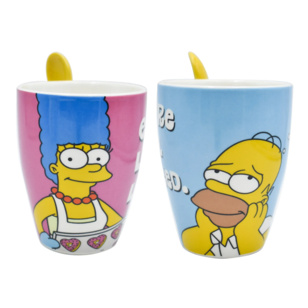 Foto 2 pulgar | Dos Tazas Cerámica Homero Marge Simpson Cuchara 310ml Original Malubero Multicolor