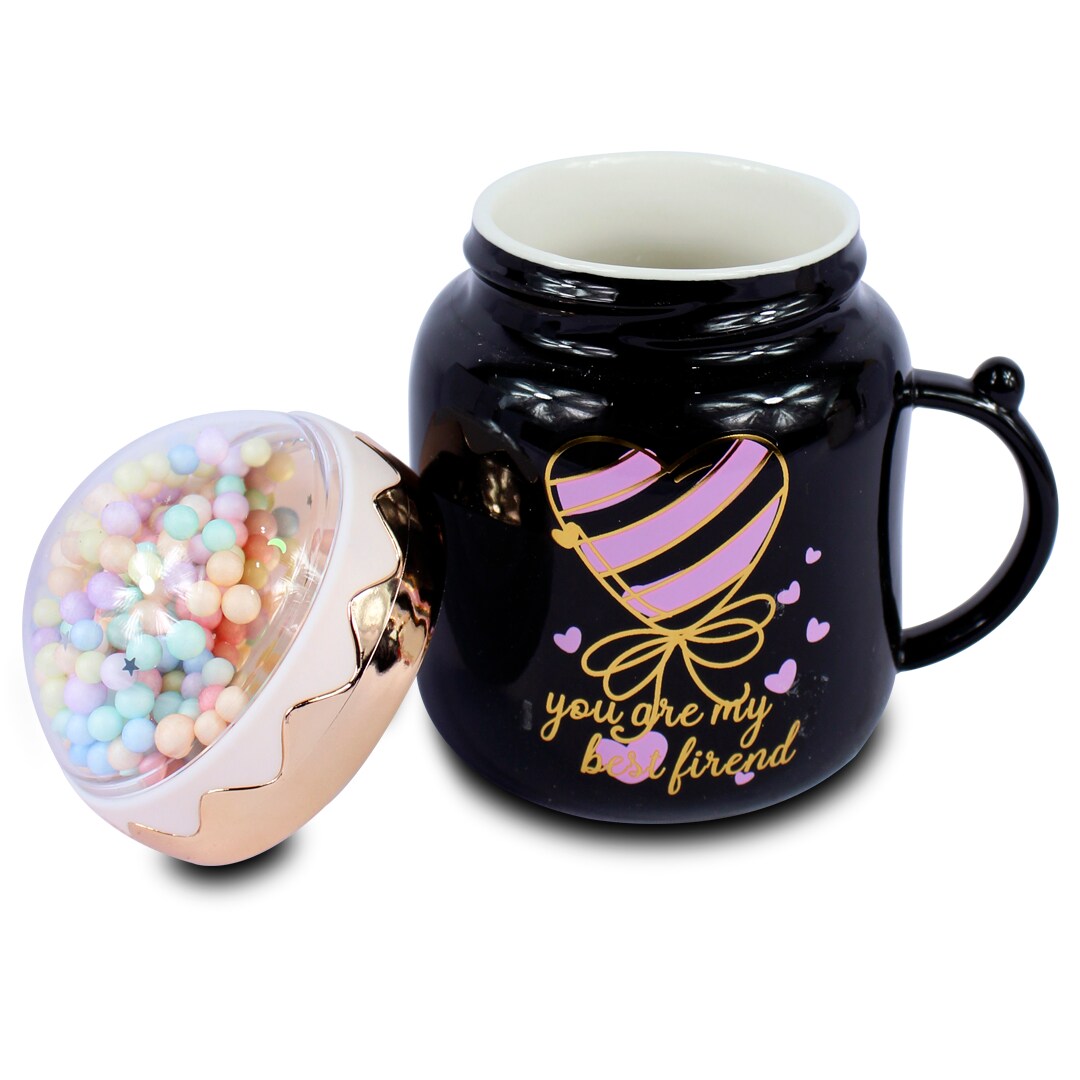 Taza De Cerámica Con Tapa Esférica Volitas De Colores $199