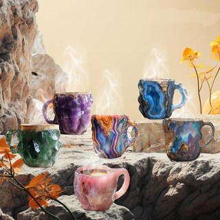 Foto 2 | Taza De Café Mineral Crystal 325 Ml Con Cuchara Multicolor 2025 - Venta Internacional.