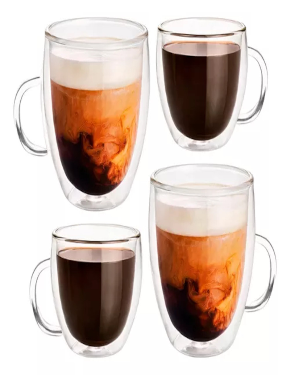 Foto 4 pulgar | Juego De 4 Tazas De Vidrio + Termo De Agua Güish