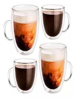 Foto 3 | Juego De 4 Tazas De Vidrio + Termo De Agua Güish