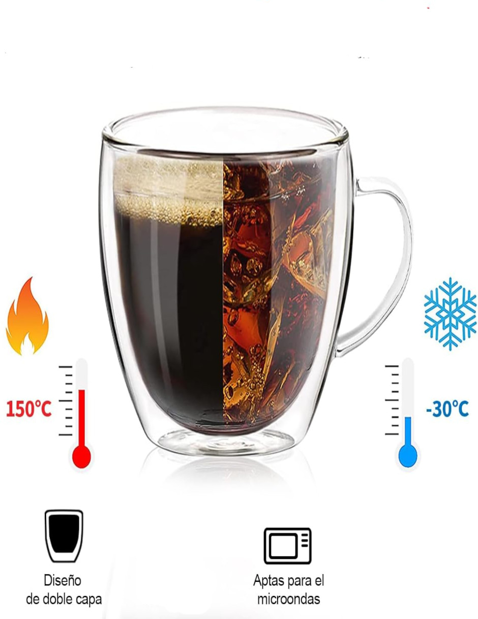 Foto 4 | Juego De 4 Tazas De Vidrio + Termo De Agua Güish