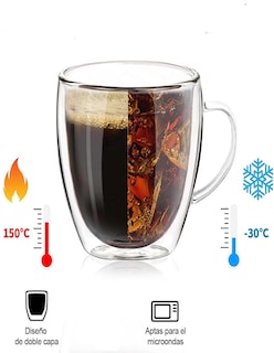 Foto 4 | Juego De 4 Tazas De Vidrio + Termo De Agua Güish