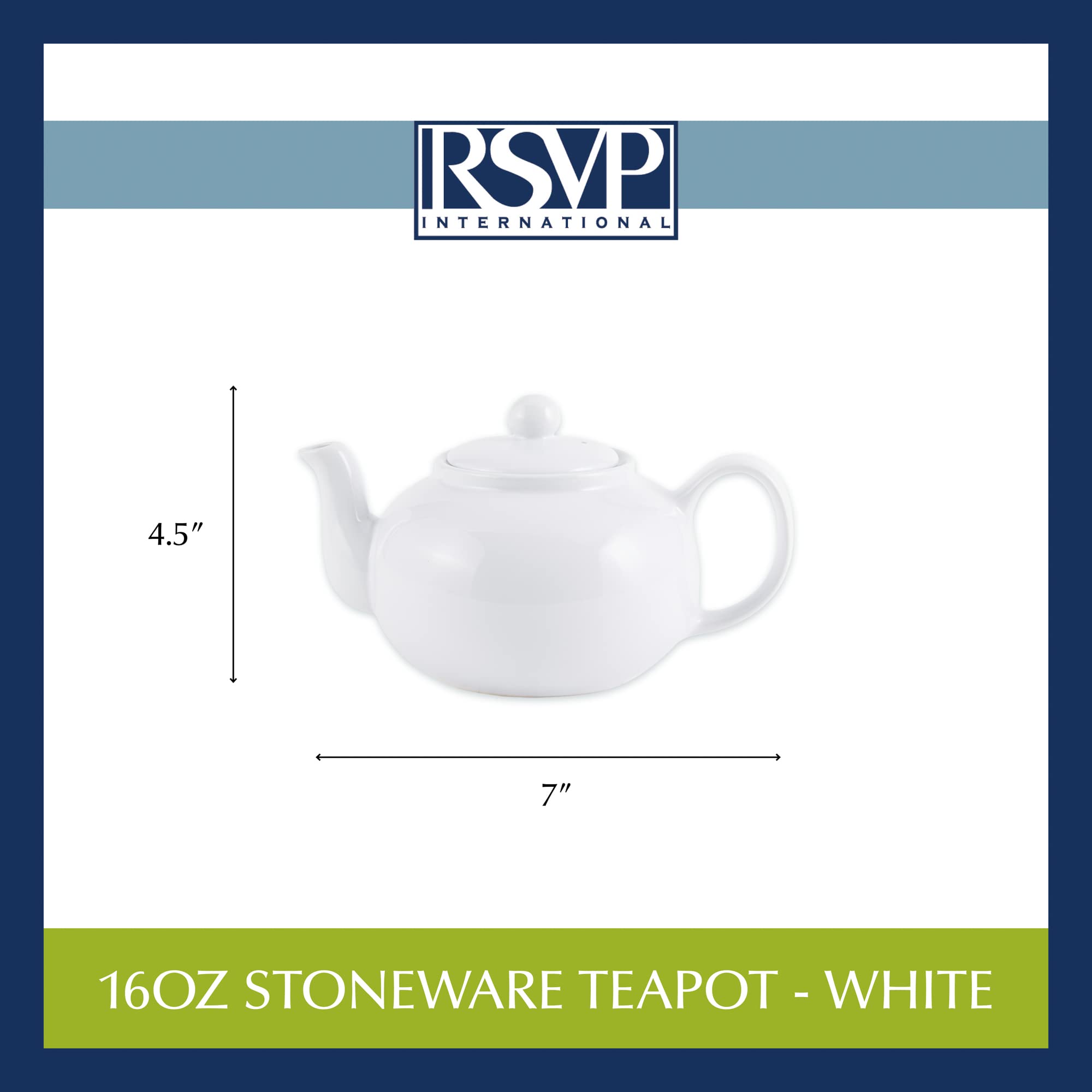 Foto 4 pulgar | Teapot Rsvp International Stoneware, 480 Ml, Microondas Y Lavavajillas, Color Blanco - Venta Internacional.