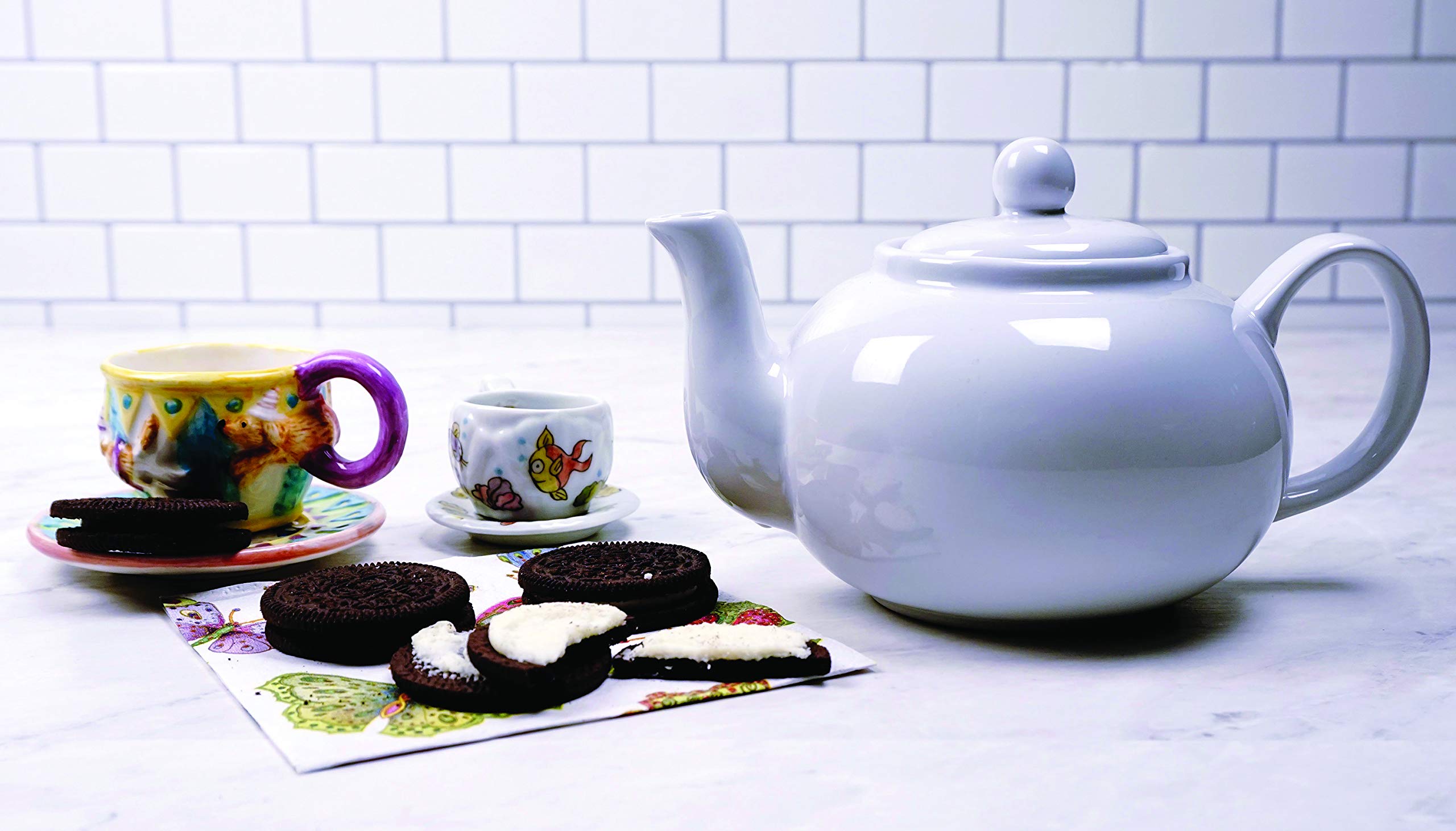 Foto 6 pulgar | Teapot Rsvp International Stoneware, 480 Ml, Microondas Y Lavavajillas, Color Blanco - Venta Internacional.