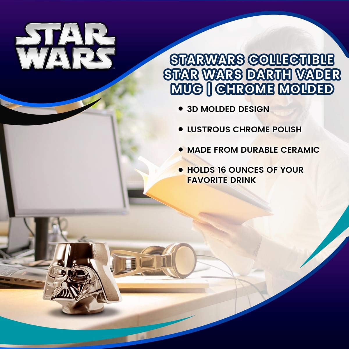 Foto 8 pulgar | Taza Star Wars Star Wars Darth Vader Cromada Moldeada 470 Ml - Venta Internacional.