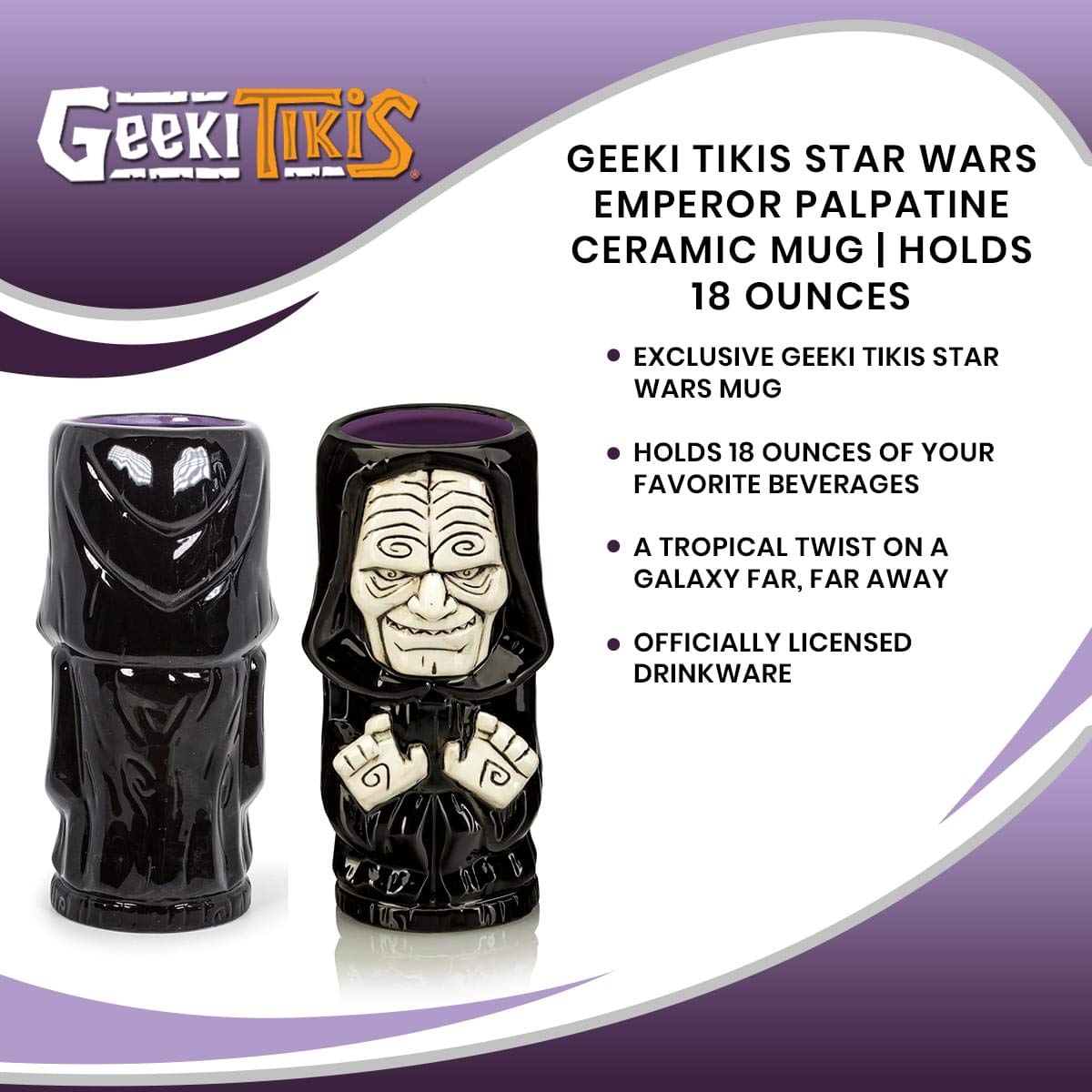 Foto 8 pulgar | Taza De Cerámica Star Wars Geeki Tikis Emperor Palpatine 530ml - Venta Internacional.