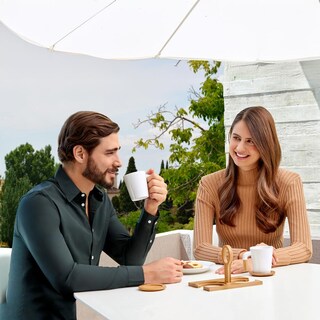 Foto 8 | Set De 2 Tazas Cerámica Con Asas Y Base De Bambú Regalo Elegante 8 Oz-tazas