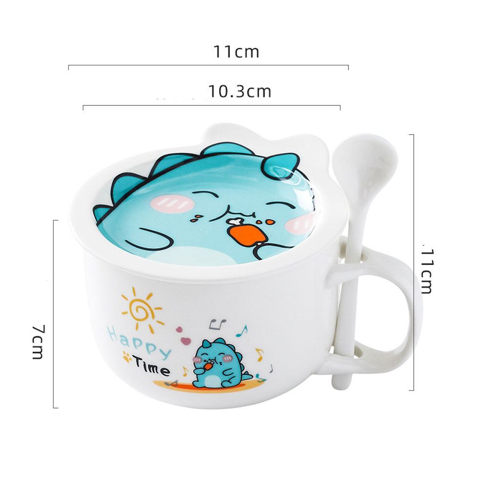 Foto 3 pulgar | Taza de Cerámica HappyWare color Blanco para Café con Cuchara y Tapa Diseño de Dinosaurio