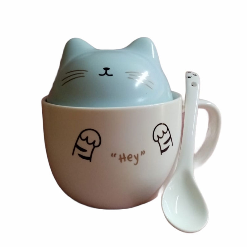 Foto 2 pulgar | Taza de Cerámica Cat Gato Kawaii Meow HappyWare color Azul