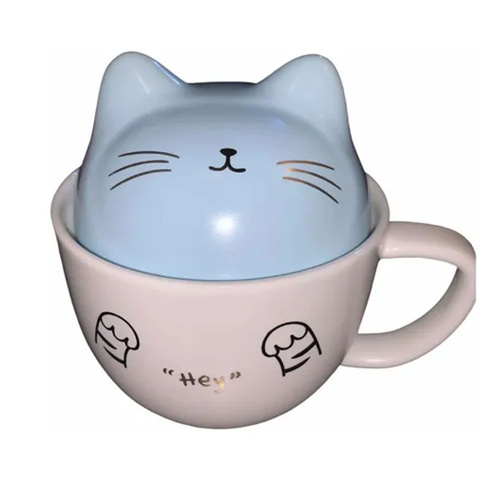 Foto 3 pulgar | Taza de Cerámica Cat Gato Kawaii Meow HappyWare color Azul