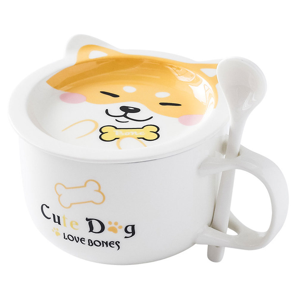 Foto 2 pulgar | Taza de Cerámica HappyWare color Blanco para Café con Cuchara y Tapa Diseño de Perro