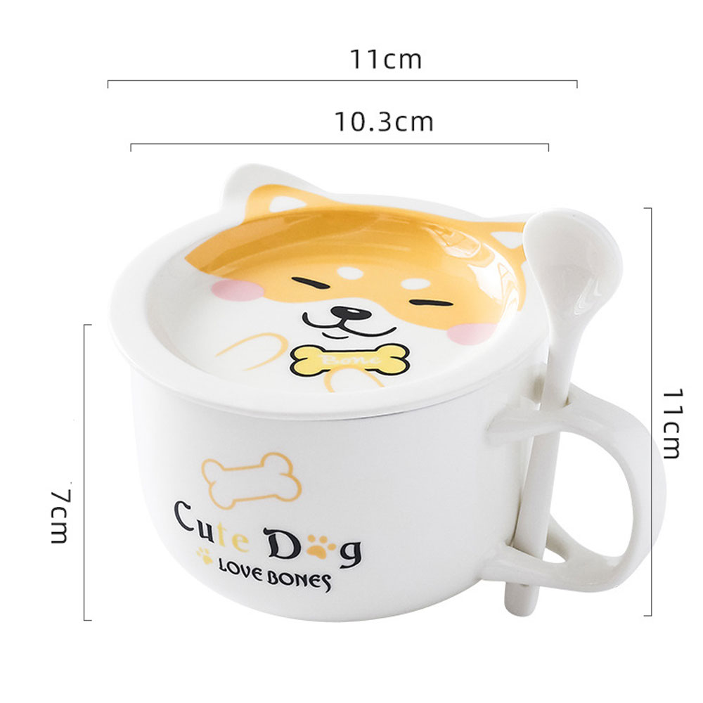 Foto 4 pulgar | Taza de Cerámica HappyWare color Blanco para Café con Cuchara y Tapa Diseño de Perro