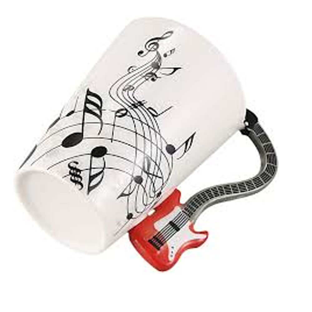 Foto 3 pulgar | Taza con Mango Guitarra y Notas Musicales Ondulantes HappyWare color Rojo con Blanco