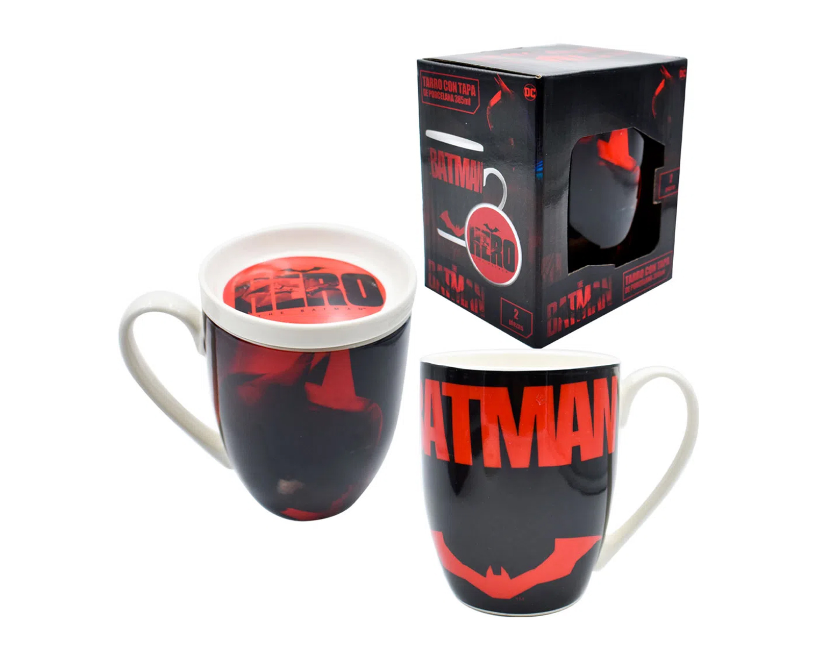 Foto 2 pulgar | Taza De Porcelana Con Tapa Dc Comics: Batman 385 Ml