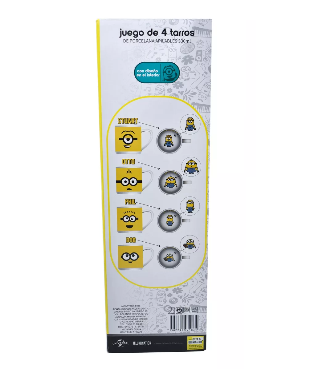 Foto 5 pulgar | Juego de 4 Tazas Belug Minions 330 ml color Amarillo