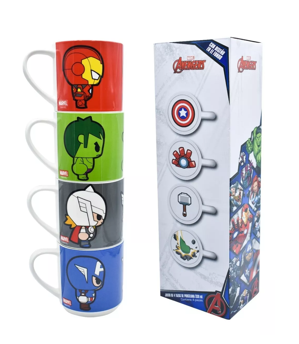 Foto 6 pulgar | Taza Disney Marvel Avengers Multicolor Apilables 4 Piezas