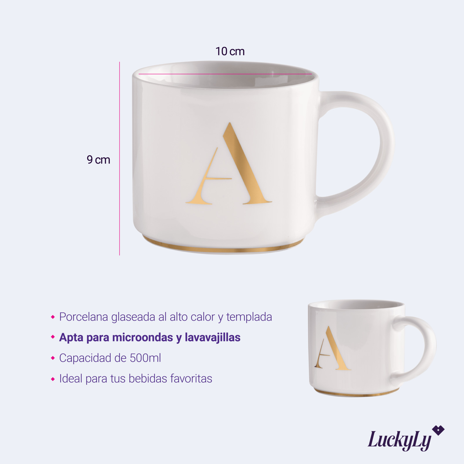 Foto 8 pulgar | Taza Para Café De Iniciales Oro De 500ml Luckyly, Modelo Marla, Letra Y